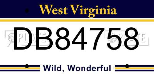 DB84758 West Virginia License Plate