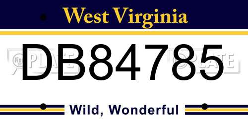 DB84785 West Virginia License Plate
