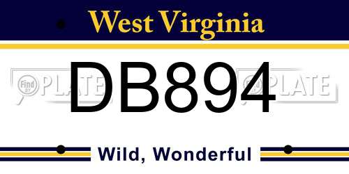 DB894 West Virginia License Plate