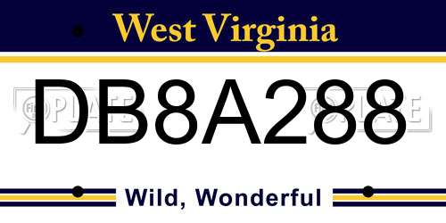 DB8A288 West Virginia License Plate
