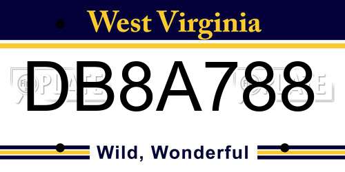 DB8A788 West Virginia License Plate