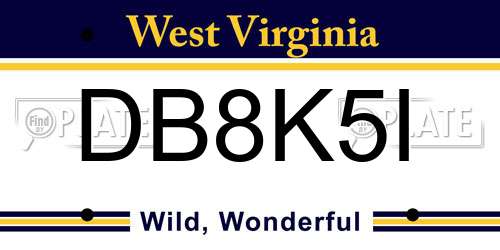 DB8K5I West Virginia License Plate