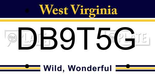 DB9T5G West Virginia License Plate