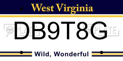 DB9T8G West Virginia License Plate