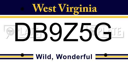 DB9Z5G West Virginia License Plate