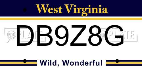 DB9Z8G West Virginia License Plate