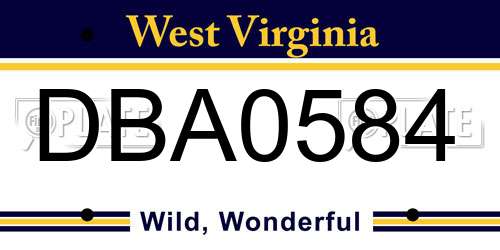 DBA0584 West Virginia License Plate