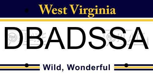DBADSSA West Virginia License Plate