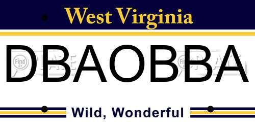 DBAOBBA West Virginia License Plate