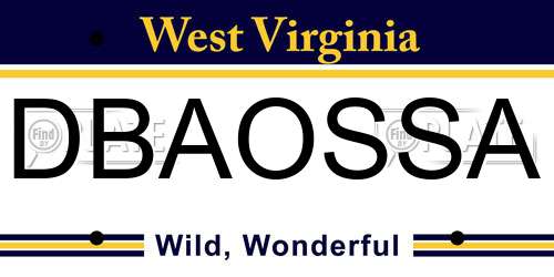 DBAOSSA West Virginia License Plate
