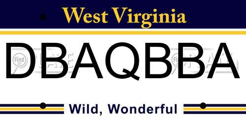 DBAQBBA West Virginia License Plate