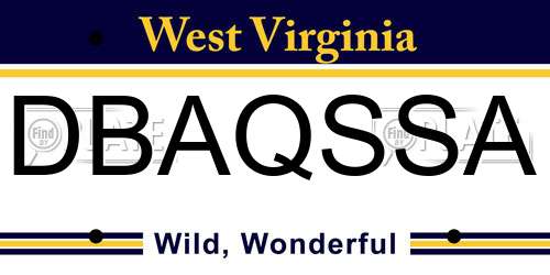 DBAQSSA West Virginia License Plate