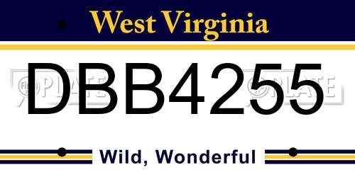 DBB4255 West Virginia License Plate