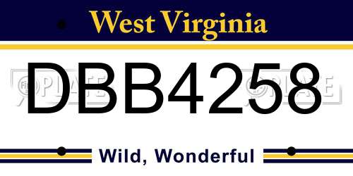 DBB4258 West Virginia License Plate
