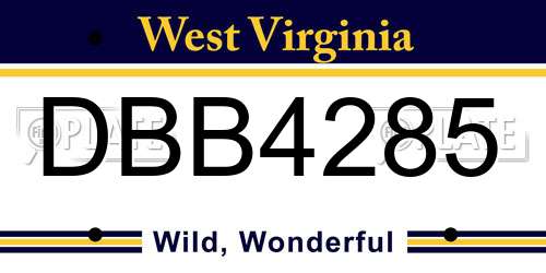 DBB4285 West Virginia License Plate