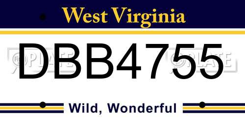 DBB4755 West Virginia License Plate