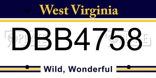 DBB4758 West Virginia License Plate