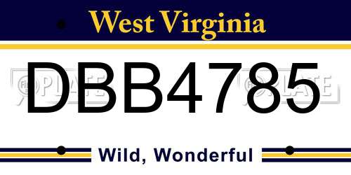DBB4785 West Virginia License Plate
