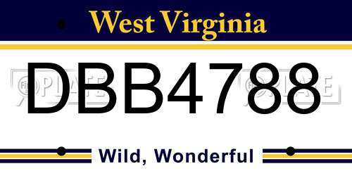 DBB4788 West Virginia License Plate