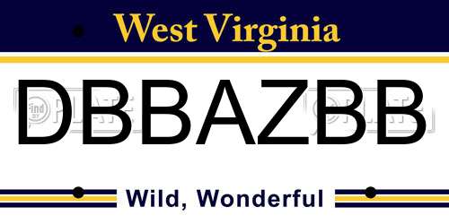 DBBAZBB West Virginia License Plate