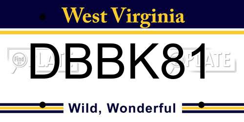 DBBK81 West Virginia License Plate