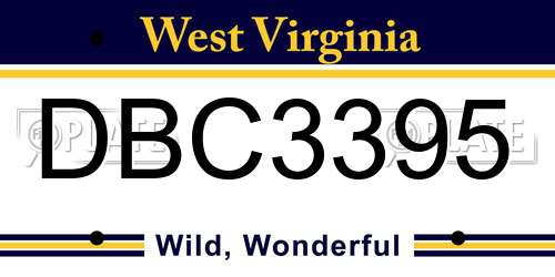 DBC3395 West Virginia License Plate