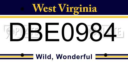 DBE0984 West Virginia License Plate