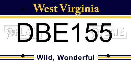 DBE155 West Virginia License Plate