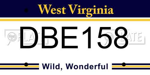 DBE158 West Virginia License Plate
