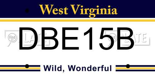DBE15B West Virginia License Plate