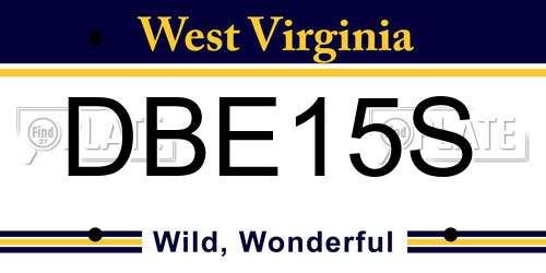 DBE15S West Virginia License Plate