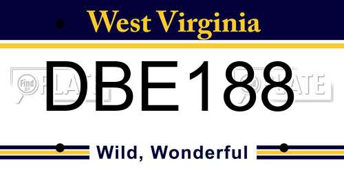 DBE188 West Virginia License Plate