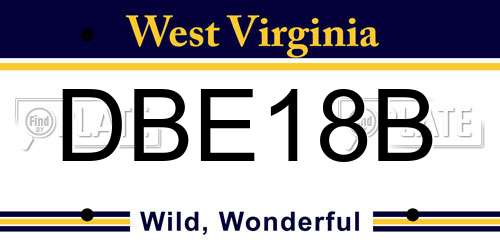 DBE18B West Virginia License Plate
