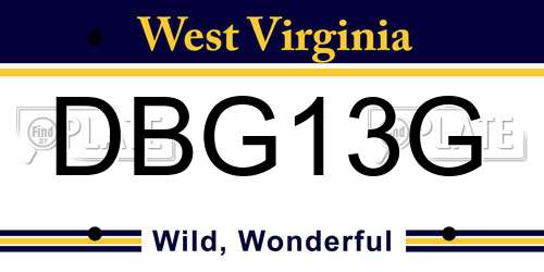 DBG13G West Virginia License Plate