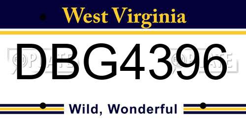 DBG4396 West Virginia License Plate