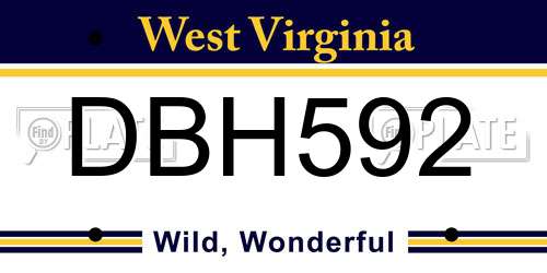 DBH592 West Virginia License Plate
