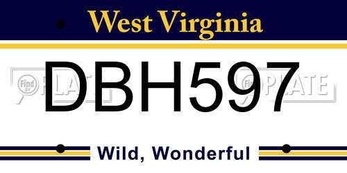 DBH597 West Virginia License Plate