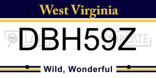 DBH59Z West Virginia License Plate