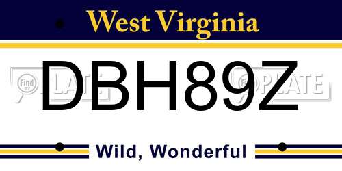 DBH89Z West Virginia License Plate