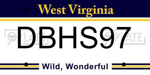 DBHS97 West Virginia License Plate