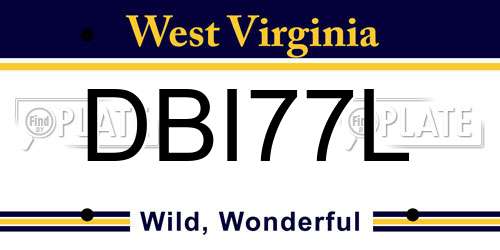 DBI77L West Virginia License Plate