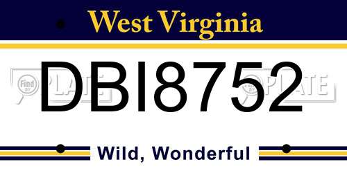 DBI8752 West Virginia License Plate