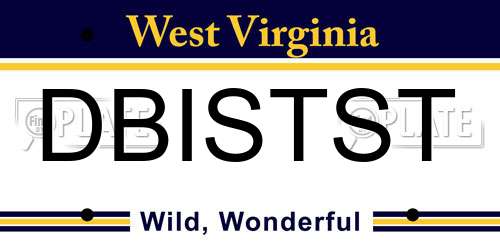 DBISTST West Virginia License Plate
