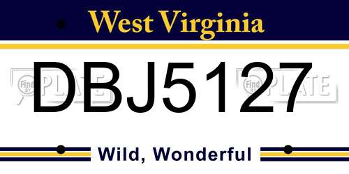 DBJ5127 West Virginia License Plate