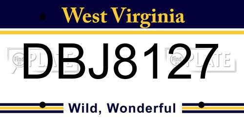 DBJ8127 West Virginia License Plate