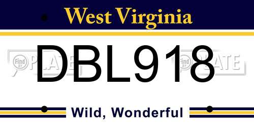 DBL918 West Virginia License Plate