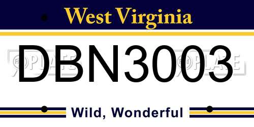 DBN3003 West Virginia License Plate