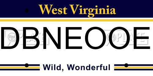 DBNEOOE West Virginia License Plate
