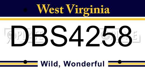 DBS4258 West Virginia License Plate