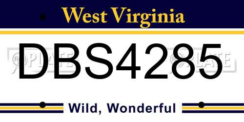 DBS4285 West Virginia License Plate